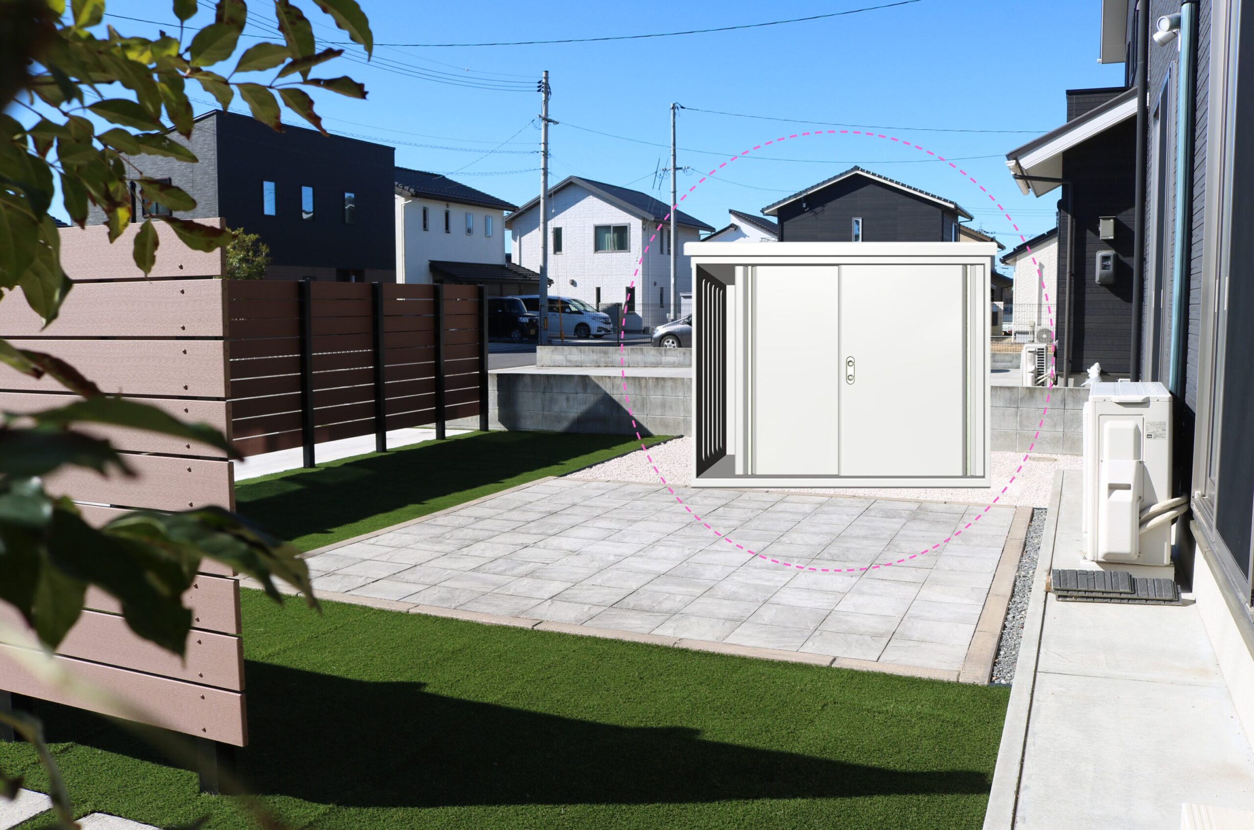 雲南市 外構工事 フェンスと駐車場の組み合わせ施工