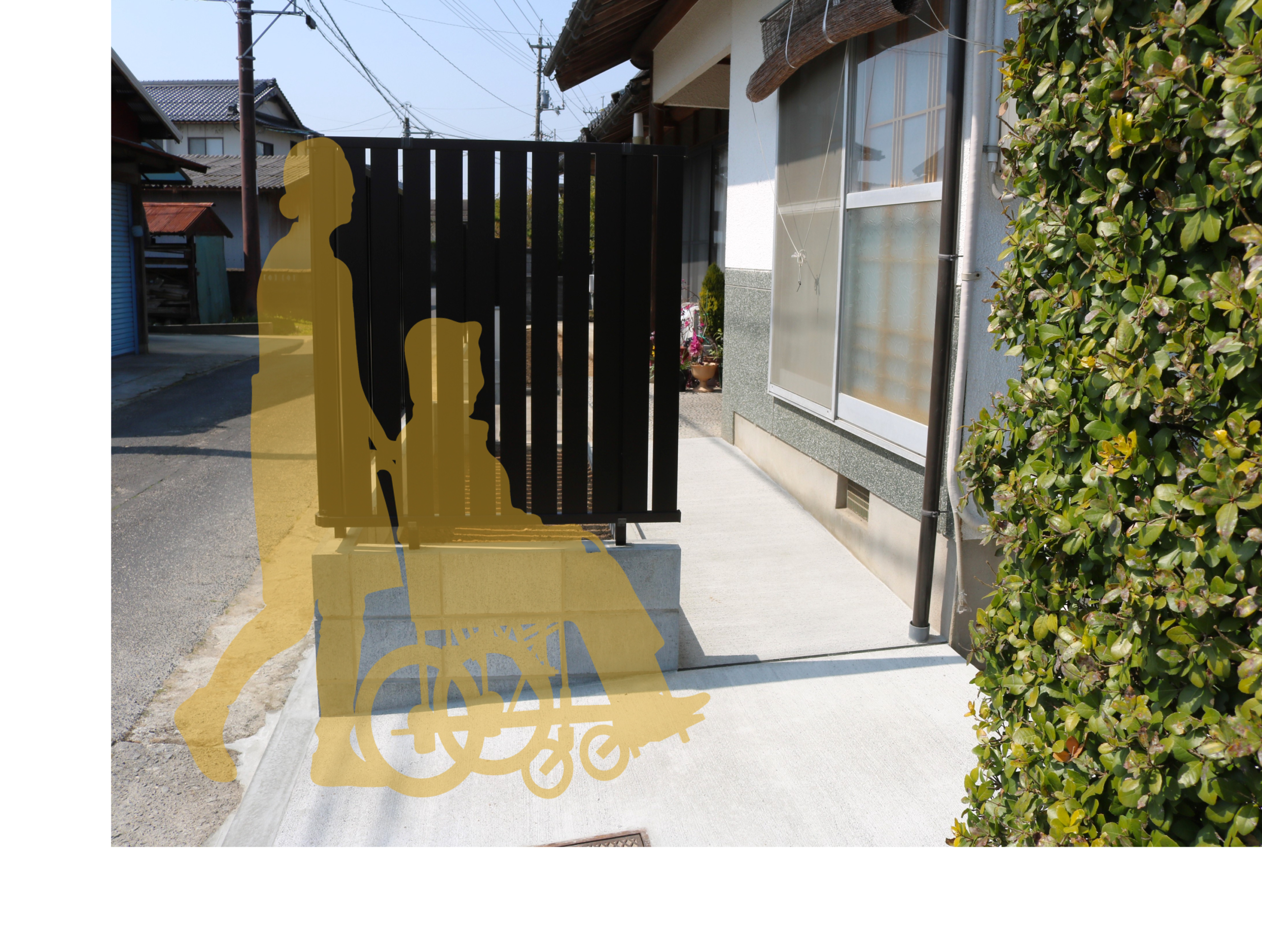 雲南市 外構工事 ブロック塀リフォーム後のフェンス付きデザイン