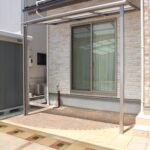 雲南市 外構工事 物置とおしゃれな舗装材を組み合わせた庭