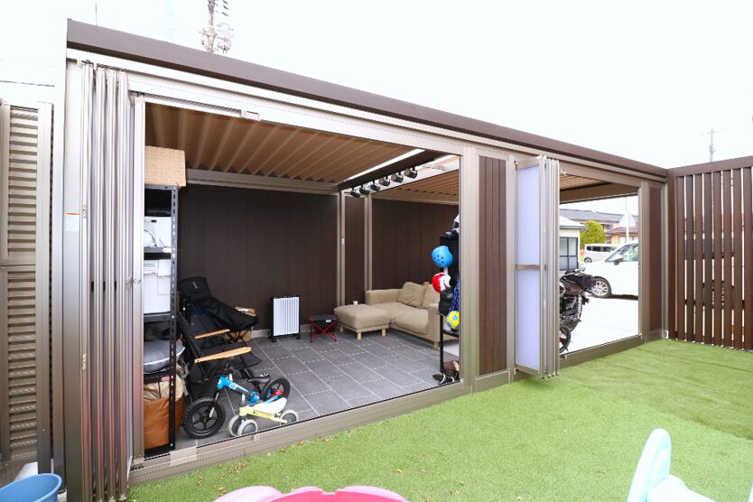 雲南市 外構工事 趣味スペースとして活用できるガレージ