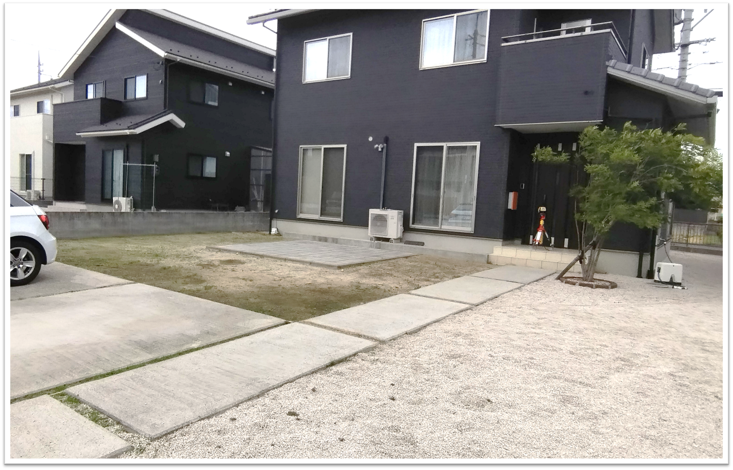 雲南市 外構リフォーム前の駐車場全景